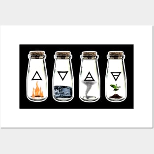 The 4 Symbols of the Elements: Earth, Wind, Water, and Fire - Nature in a Bottle Posters and Art